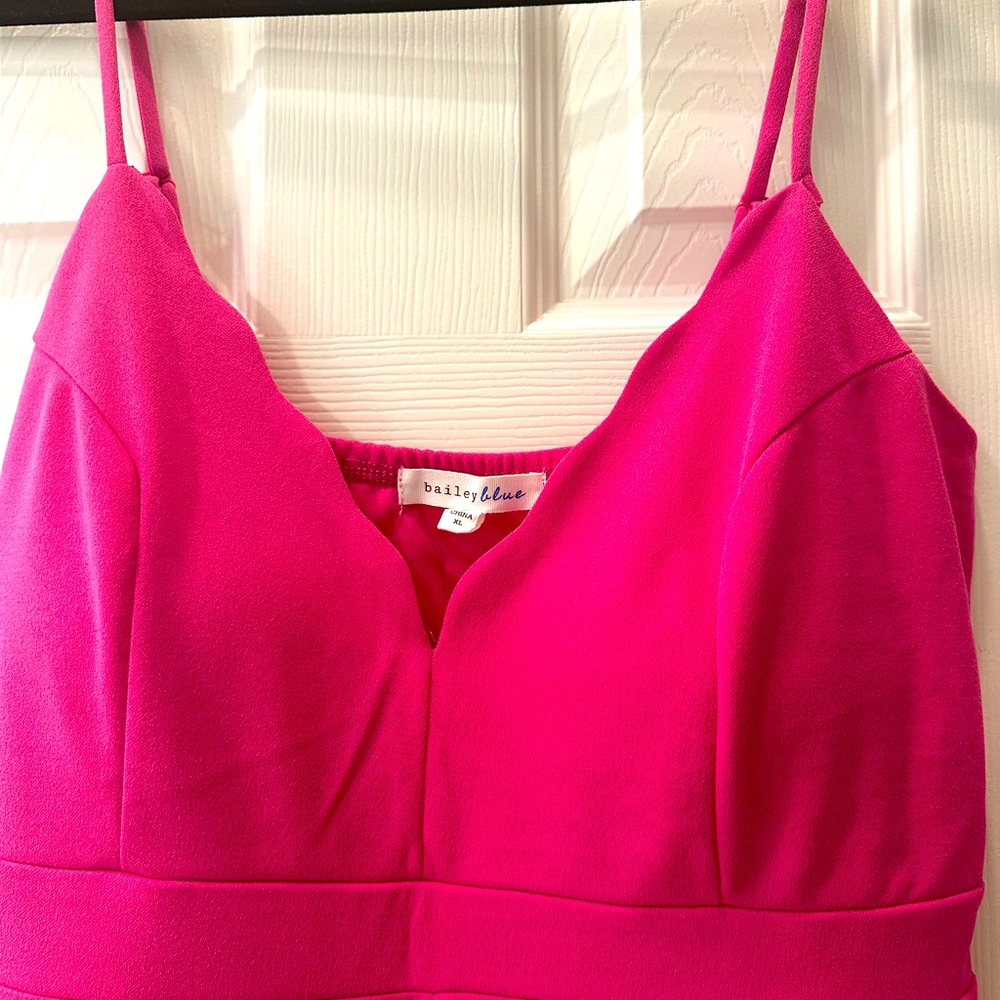 Hot Pink Scallop Detail Jumpsuit
